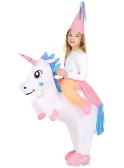 Aufblasbares Einhorn Ride On Kostüm Für Mädchen