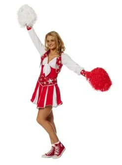 Cheerleader Kostüm Rot Glitzernd Für Damen -Faschingskostüm Verkäufe cheerleader kostum rot glitzernd fur damen 1