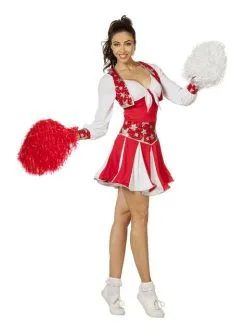 Cheerleader Kostüm Rot Glitzernd Für Damen -Faschingskostüm Verkäufe cheerleader kostum rot glitzernd fur damen 2