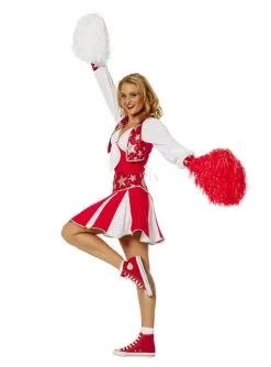Cheerleader Kostüm Rot Glitzernd Für Damen -Faschingskostüm Verkäufe cheerleader kostum rot glitzernd fur damen 3