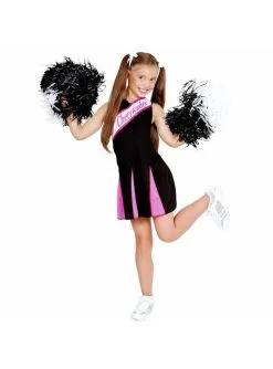 Cheerleader Kostüm Schwarz Rosa Für Mädchen