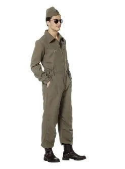 Flugzeugpilto Kostüm Grün Für Herren