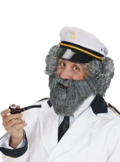 Matrose Bart Mit Schnurrbart Für Herren Grau -Faschingskostüm Verkäufe matrose bart mit schnurrbart fur herren grau 2